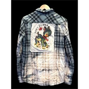 Distressed Medium Flannel with Baby Deer "Soft Power"‎ Patch